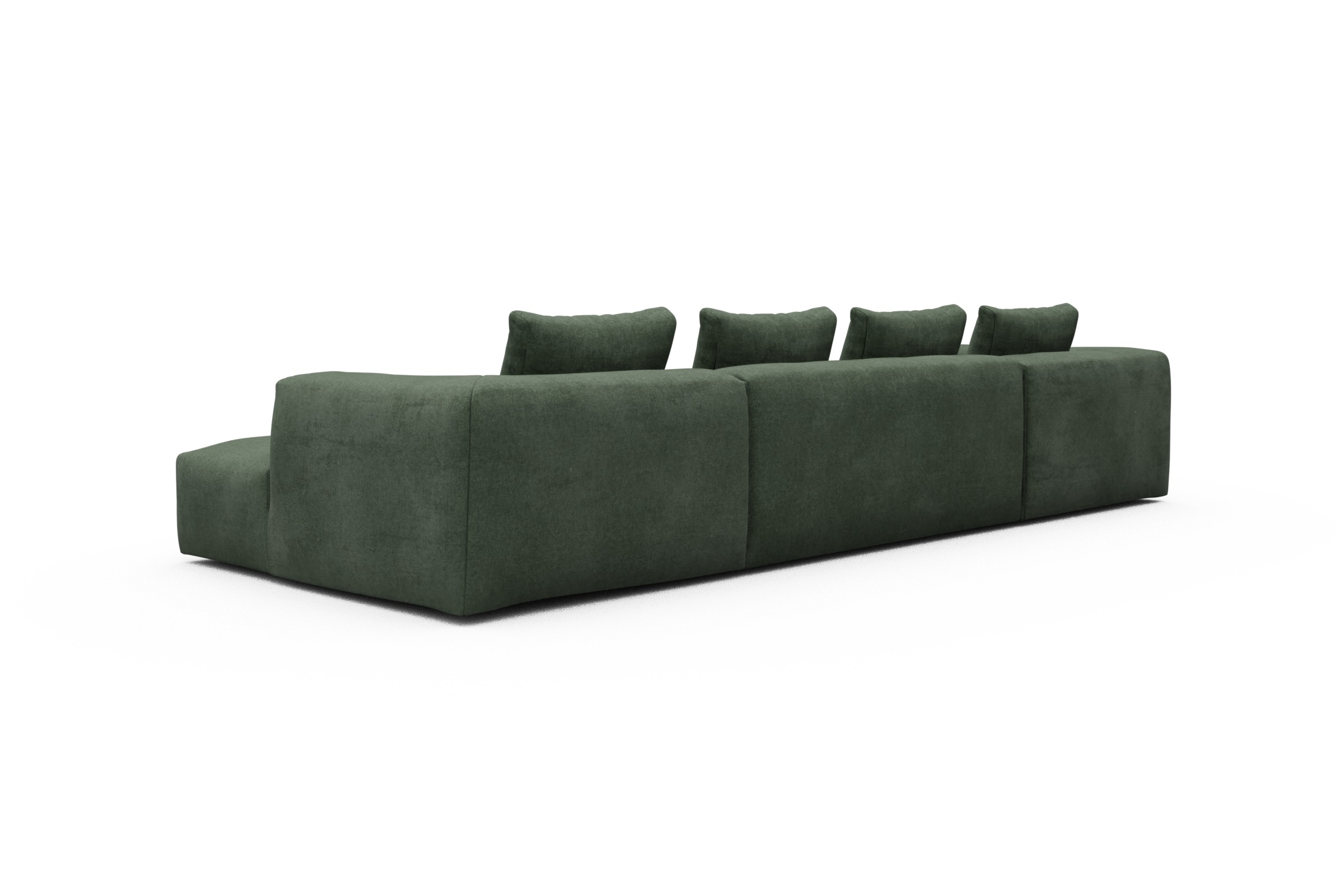 Wohnlandschaft Fred Relax-Ecke links mit 2-Sitzer und Chaiselongue rechts Strukturierter Stoff Casone 498-Forest-Green