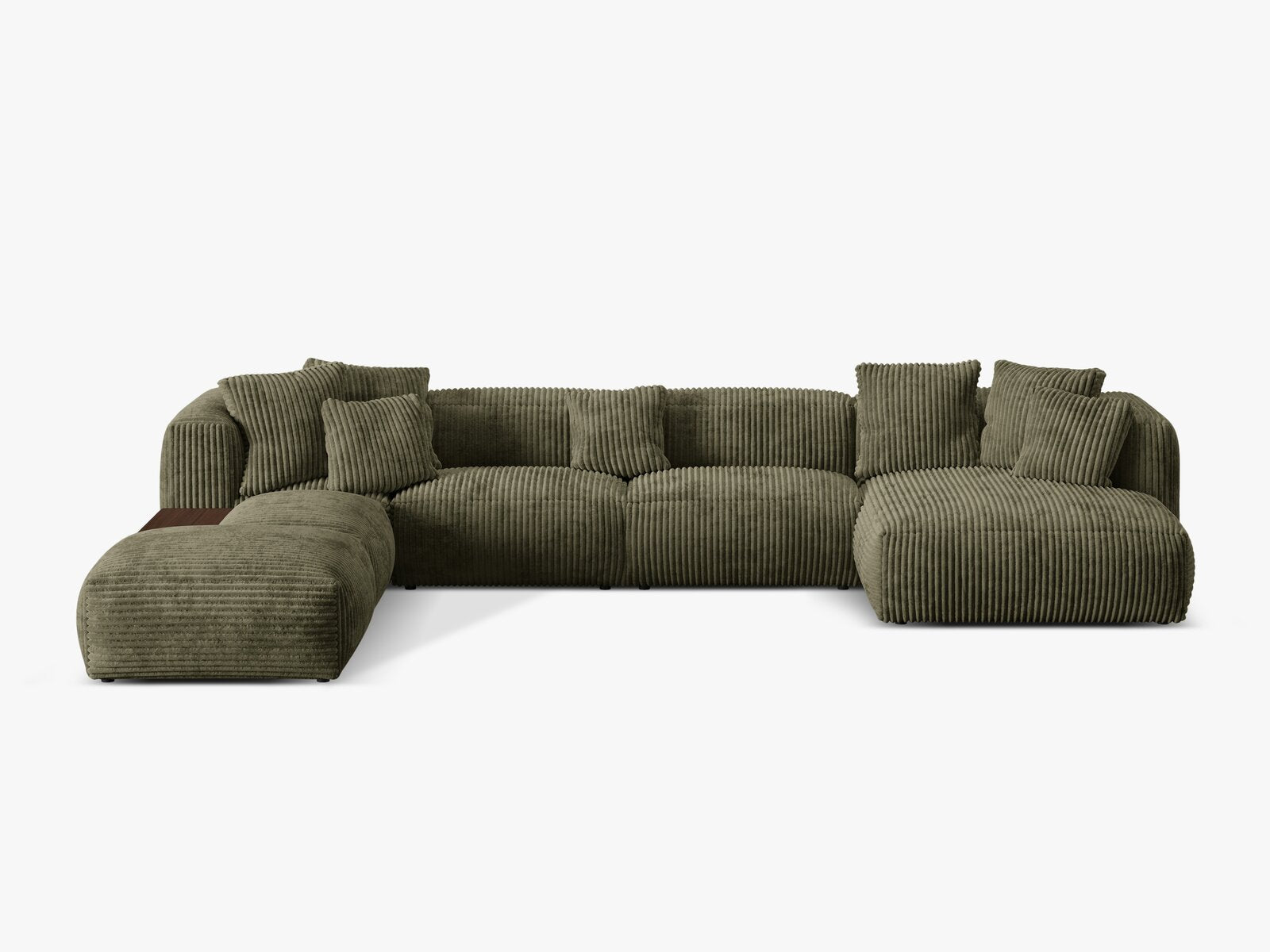 Micadoni Panorama-Ecksofa Martina 5-Sitzer Links Kord Moßgrün