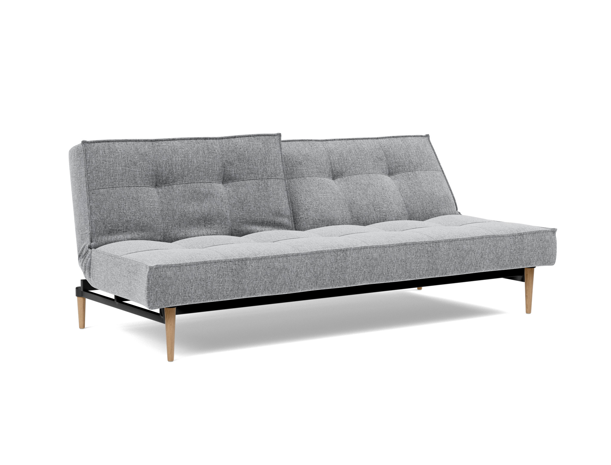 Schlafsofa Splitback Strukturierter Stoff Twist 565-Granite Beine Styletto Eiche hell