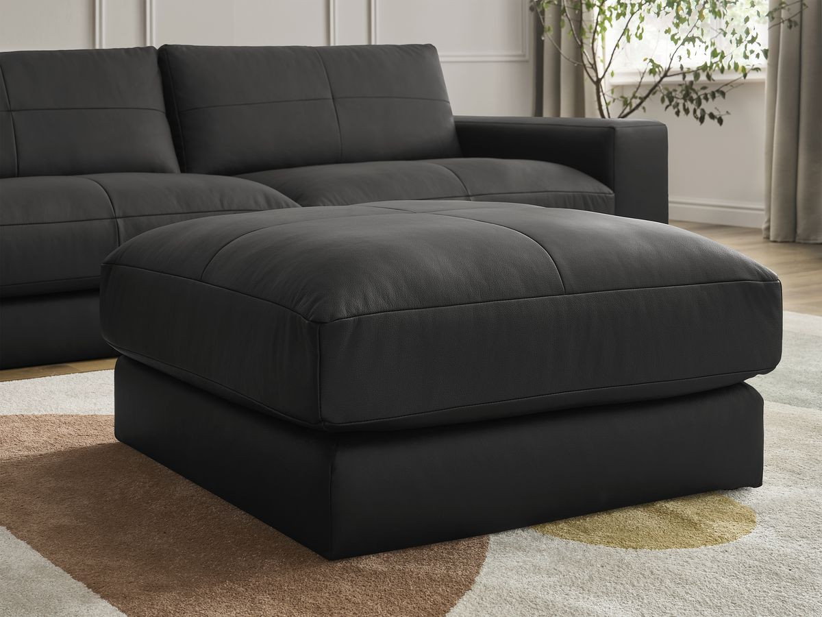 Bobochic Leonard Sofa 4-Sitzer mit Pouf 274 × 109 cm Leder Schwarz