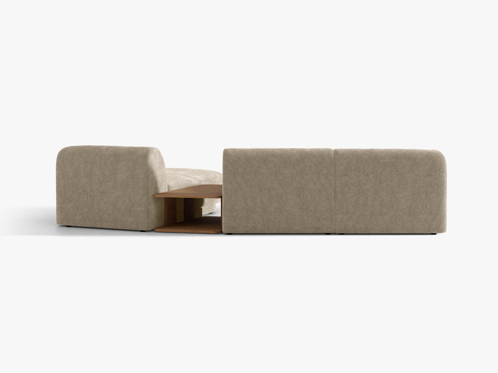 Micadoni Modulares Sofa Miley mit Recamiere 3-Sitzer Rechts Chenille Haga Beige