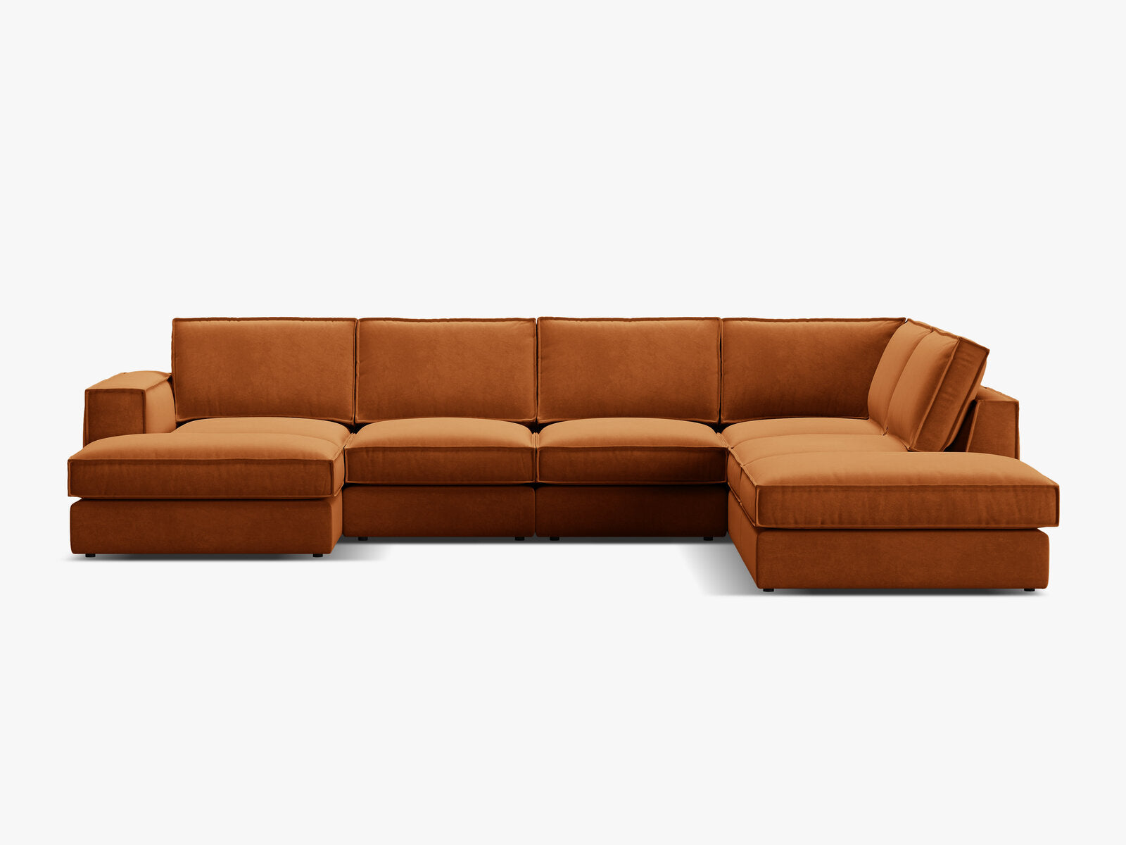 Micadoni modulares Panorama Ecksofa Pola 5-Sitzer Rechts Samt Salvador Terrakotta