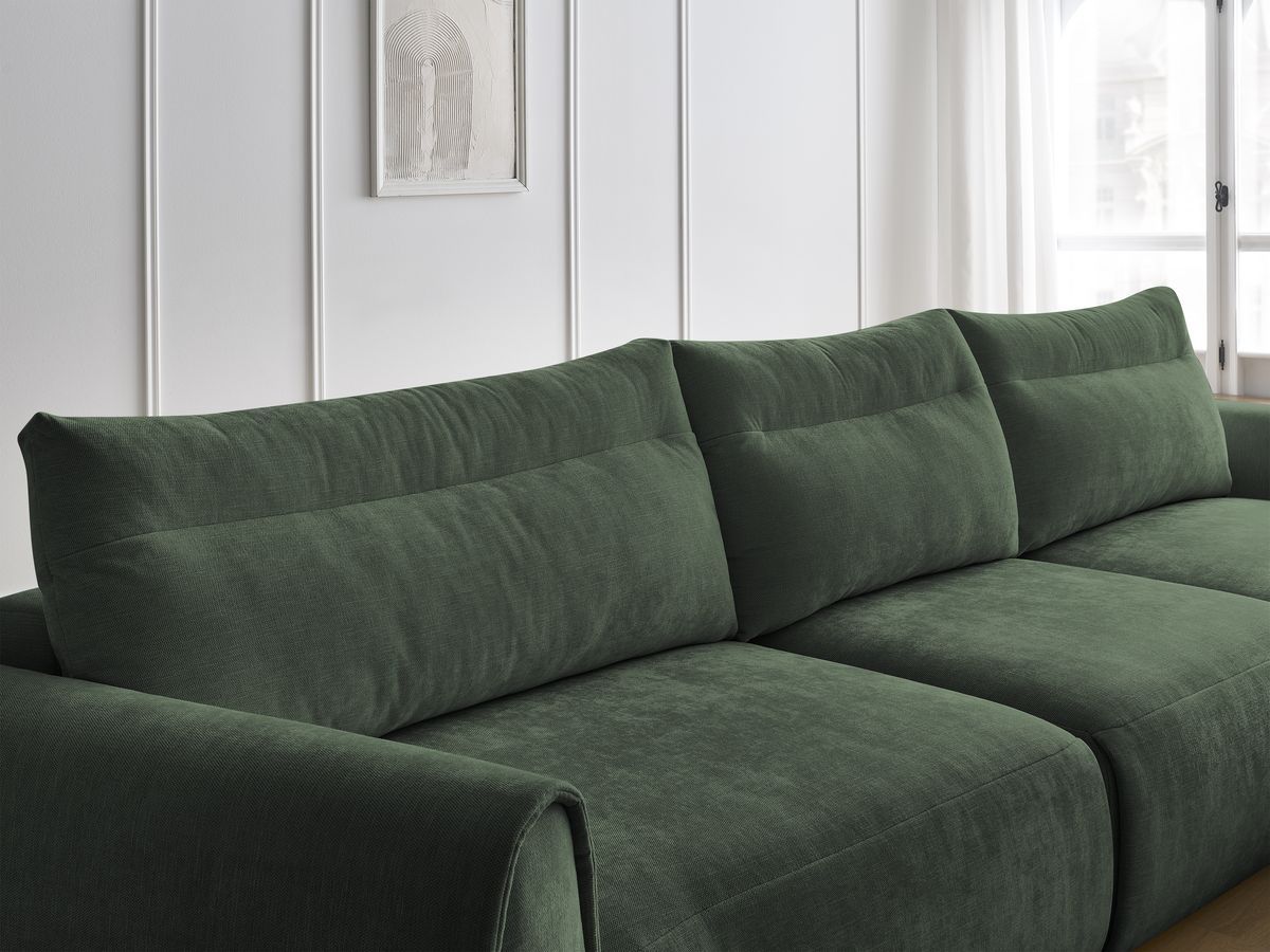 Bobochic Aden Ecksofa 386 × 152 cm Stoff Grün Ecke rechts