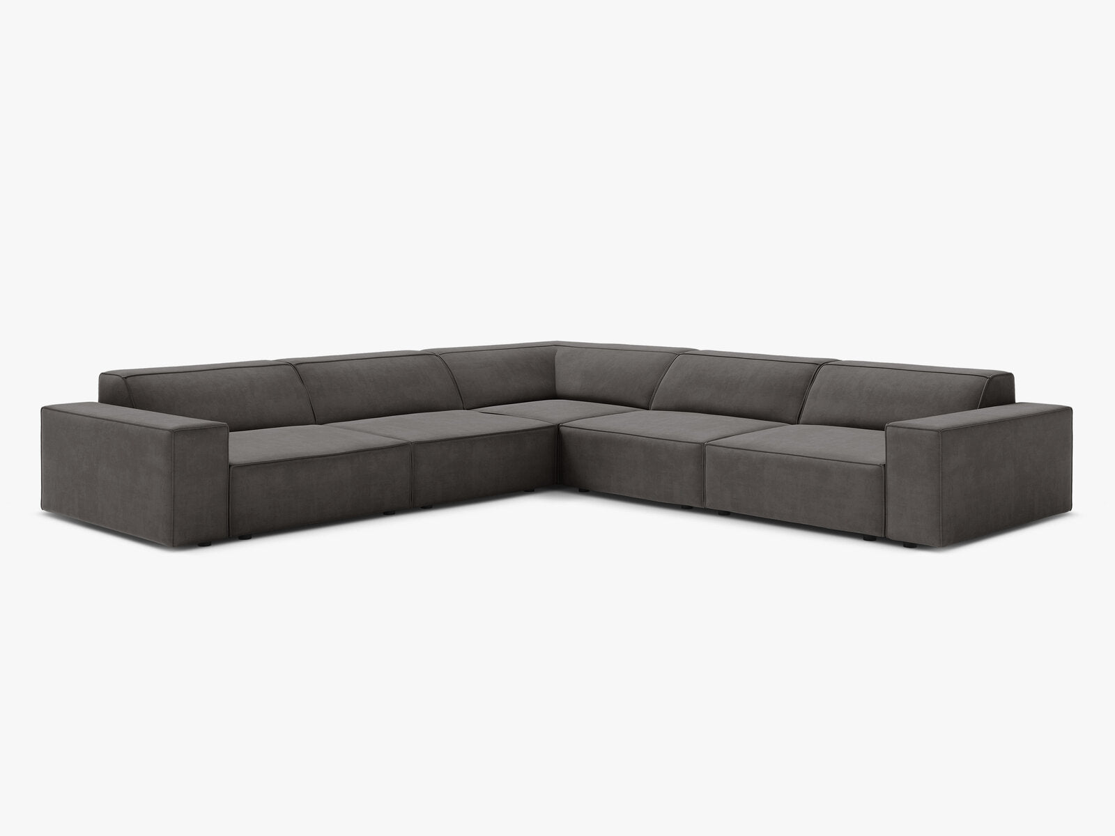 Micadoni Symmetrisches Ecksofa Jodie 6-Sitzer Samt Hellgrau