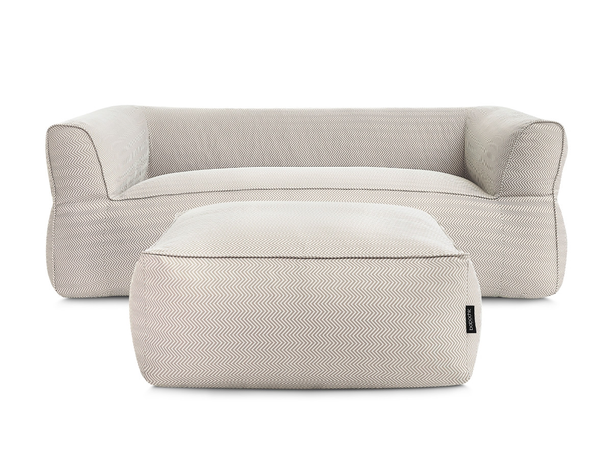 Bobochic Nour Gartensofa 4-Sitzer mit Pouf Stoff Beige