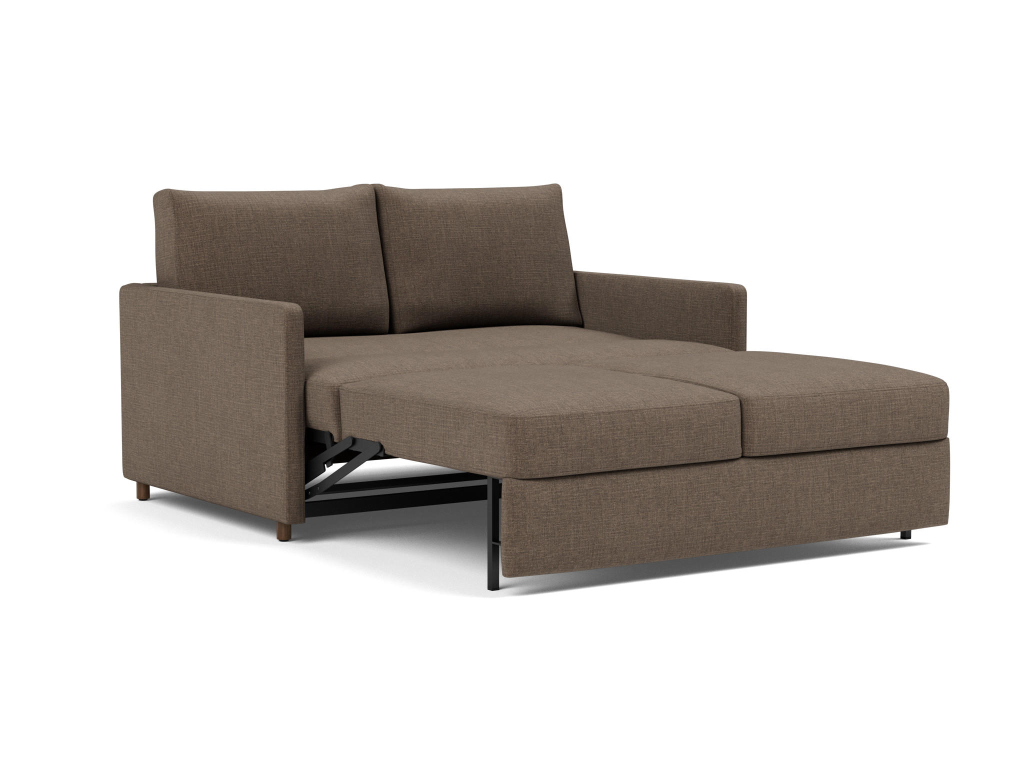 Schlafsofa Neah mit Slim-Armlehnen 140 Chenille Esina 411-Cedar-Brown