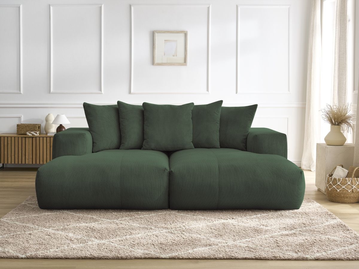 Bobochic Voltaire Sofa 4-Sitzer 248 × 170 cm Cordsamt Grün