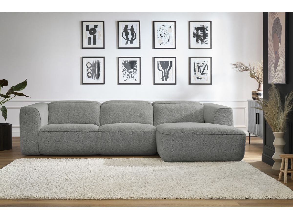 Bobochic William Ecksofa Melange-Stoff Hellgrau Ecke rechts