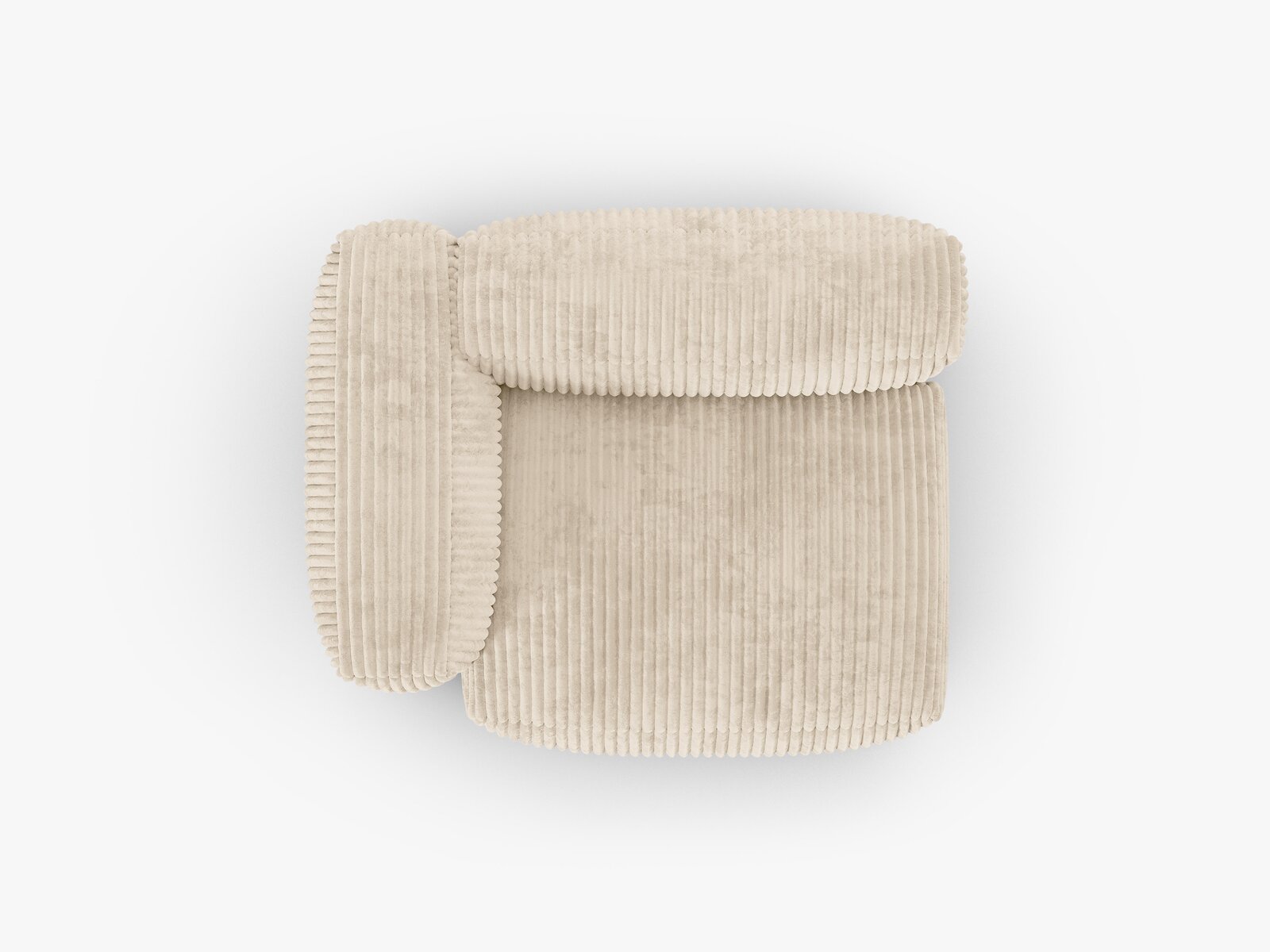 Micadoni Eckmodul mit Armlehne Martina 1-Sitzer 90cm Sitztiefe Links Kord Tilia Helles Beige