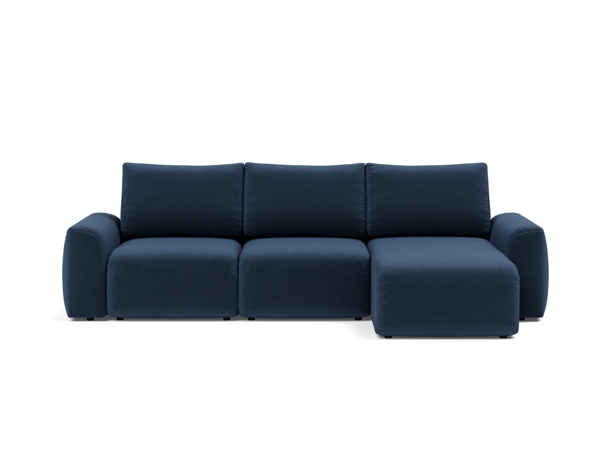 Schlafsofa Norum mit Chaiselongue und Chunky-Armlehnen Chenille Esina 414-Indigo-Blue