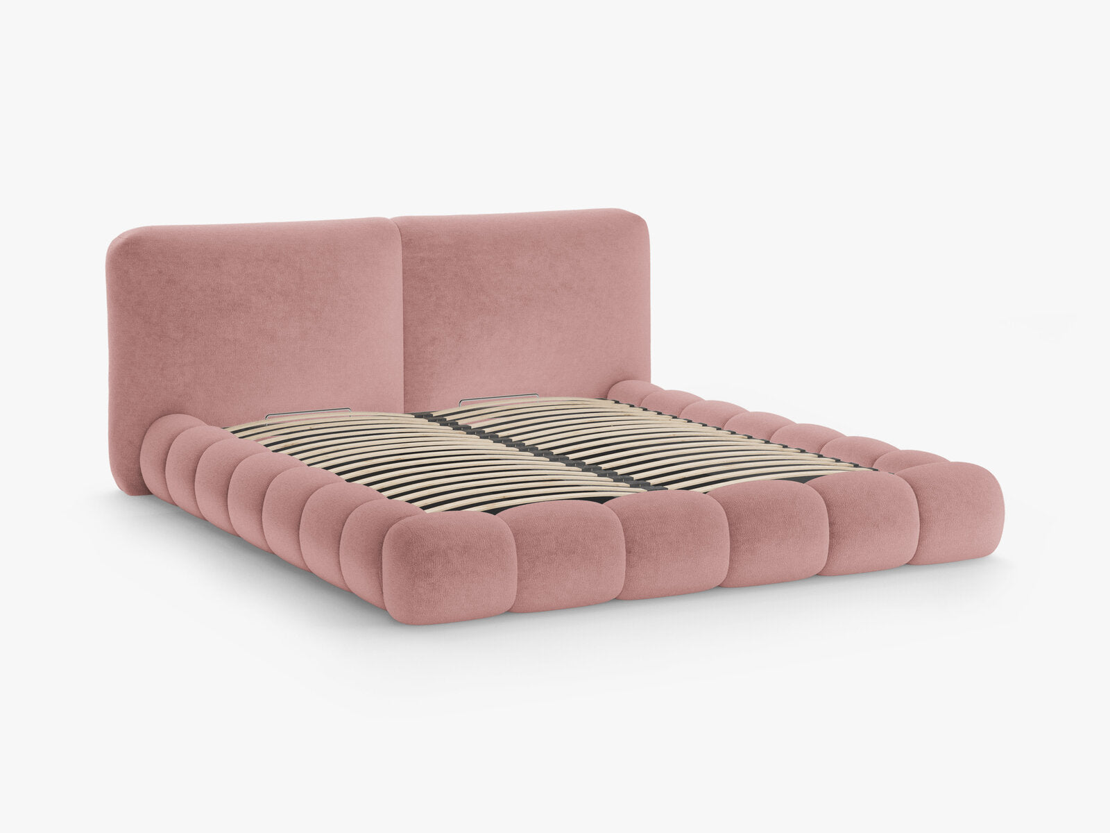 Micadoni Stauraumbett mit Kopfteil Solange Chenille Perfect Harmony Rosa 160x200