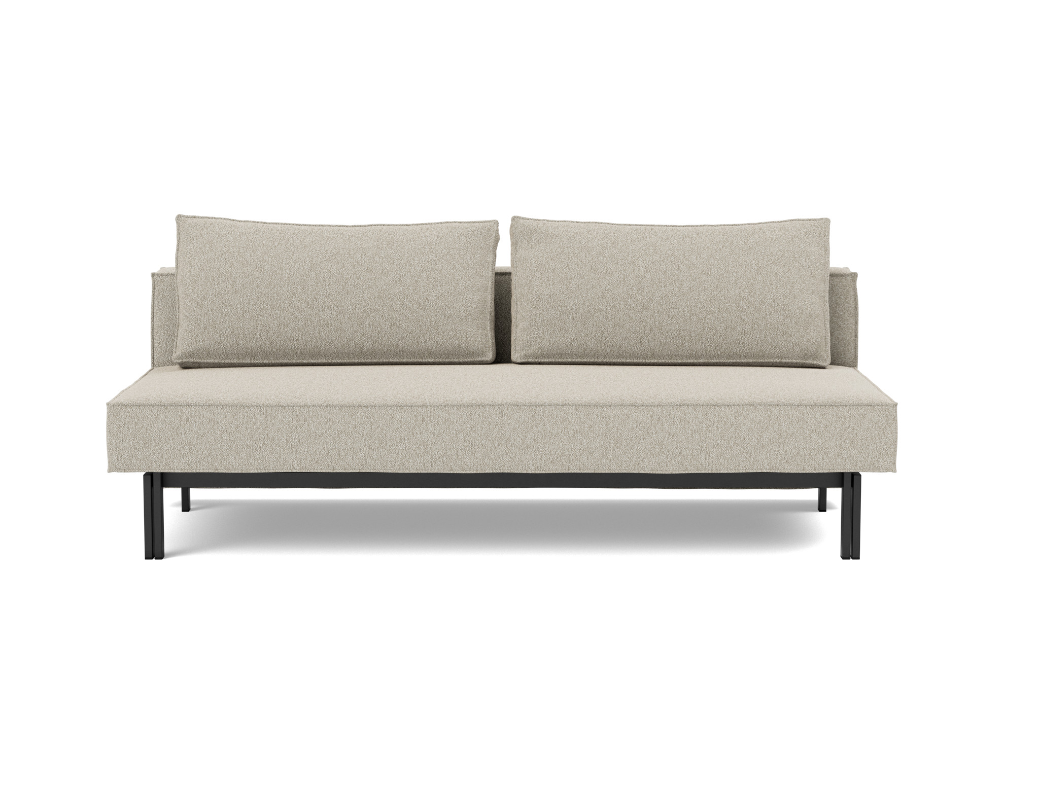 Schlafsofa Sly Boucle Skandi 539-Beige Beine Schwarzes Metall