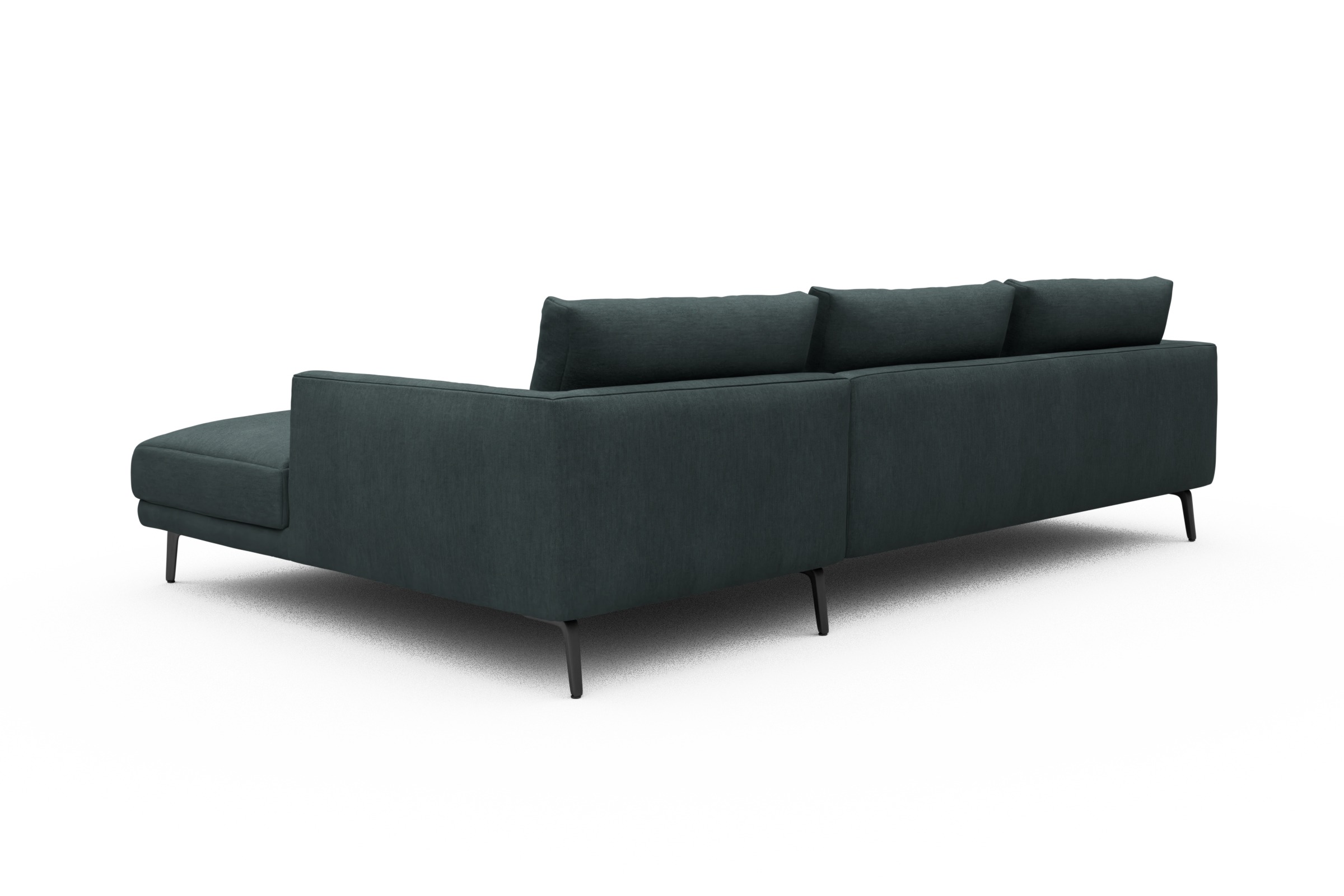 Ecksofa Karl Chaiselongue rechts mit 2,5-Sitzer Vivus-Blue