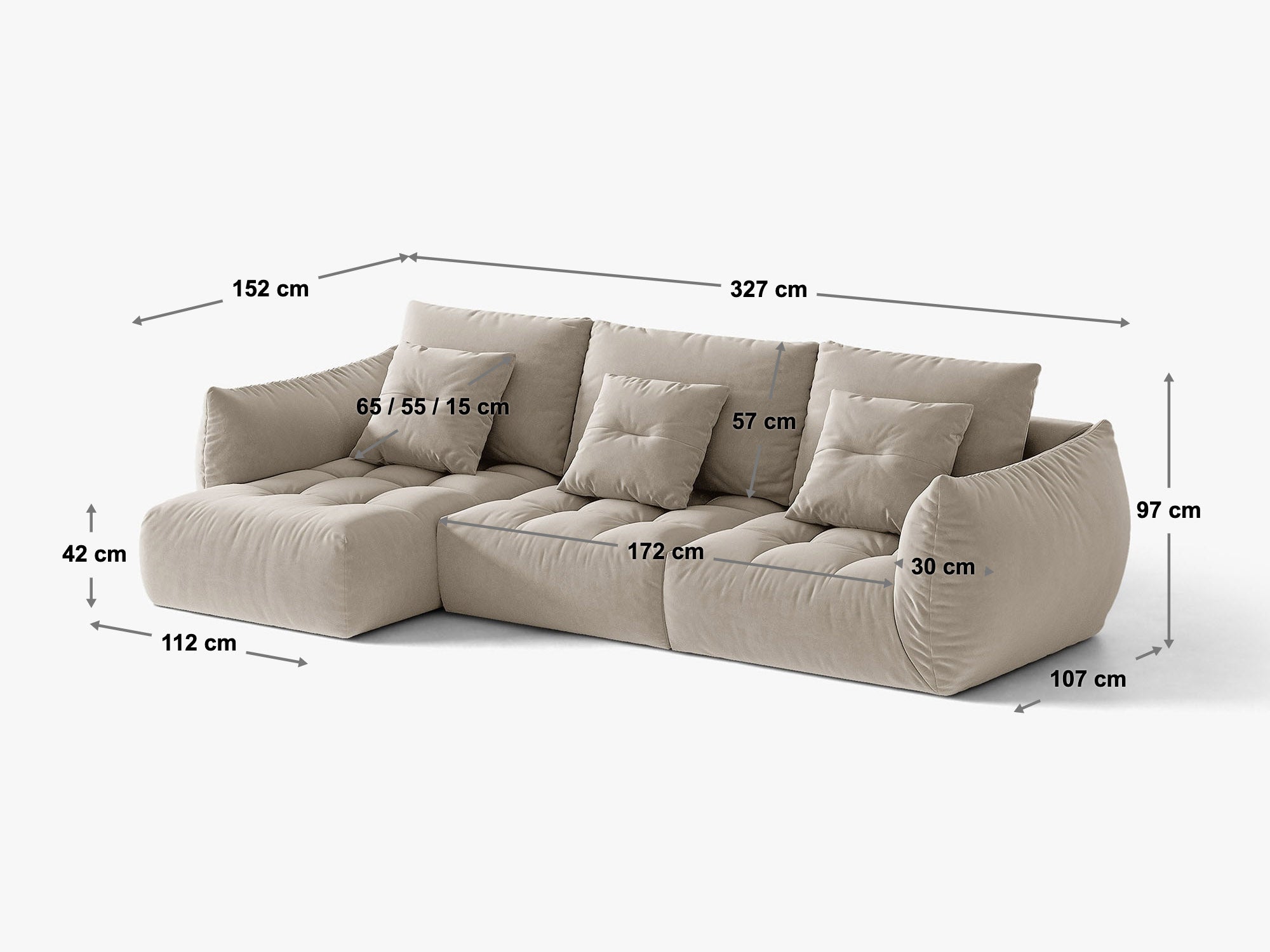 Micadoni Bloom Sofa Links Samt Casino Mandelbeige