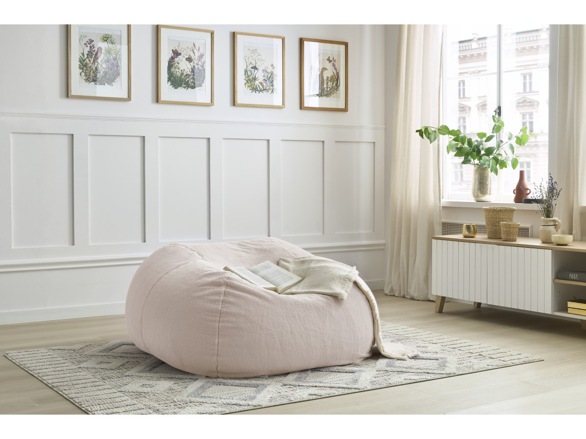 Bobochic Meribel Pouf Kunstfell Rosa