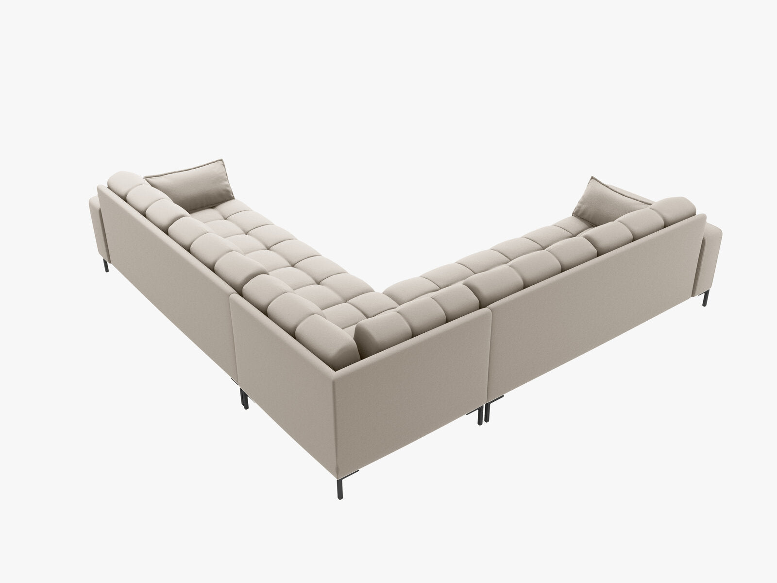 Micadoni Symmetrisches Ecksofa Mamaia 6-Sitzer Strukturierter Stoff Neve Beige schwarze Beine