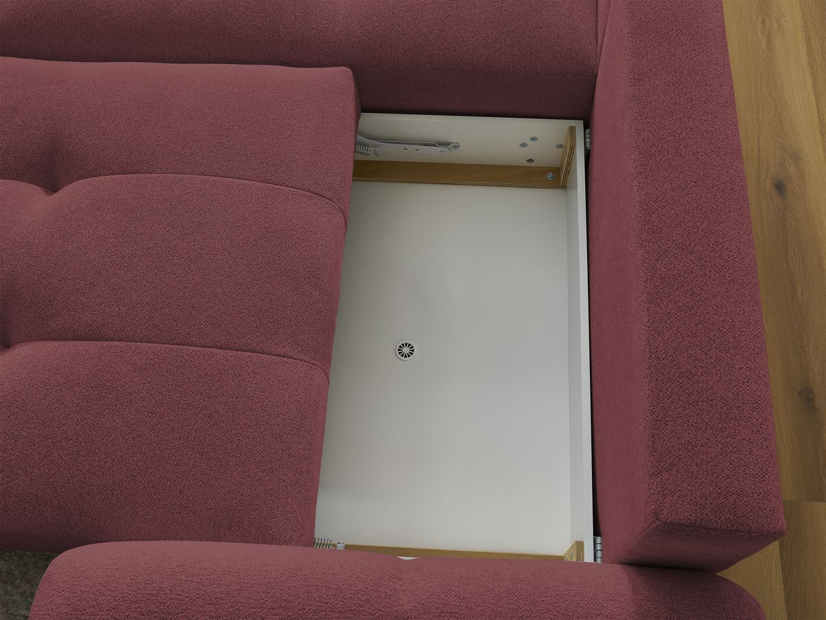 Bobochic Roxelane Ecksofa mit Schlaffunktion und Bettkasten 258 × 150 cm Melange-Stoff Rot Ecke links