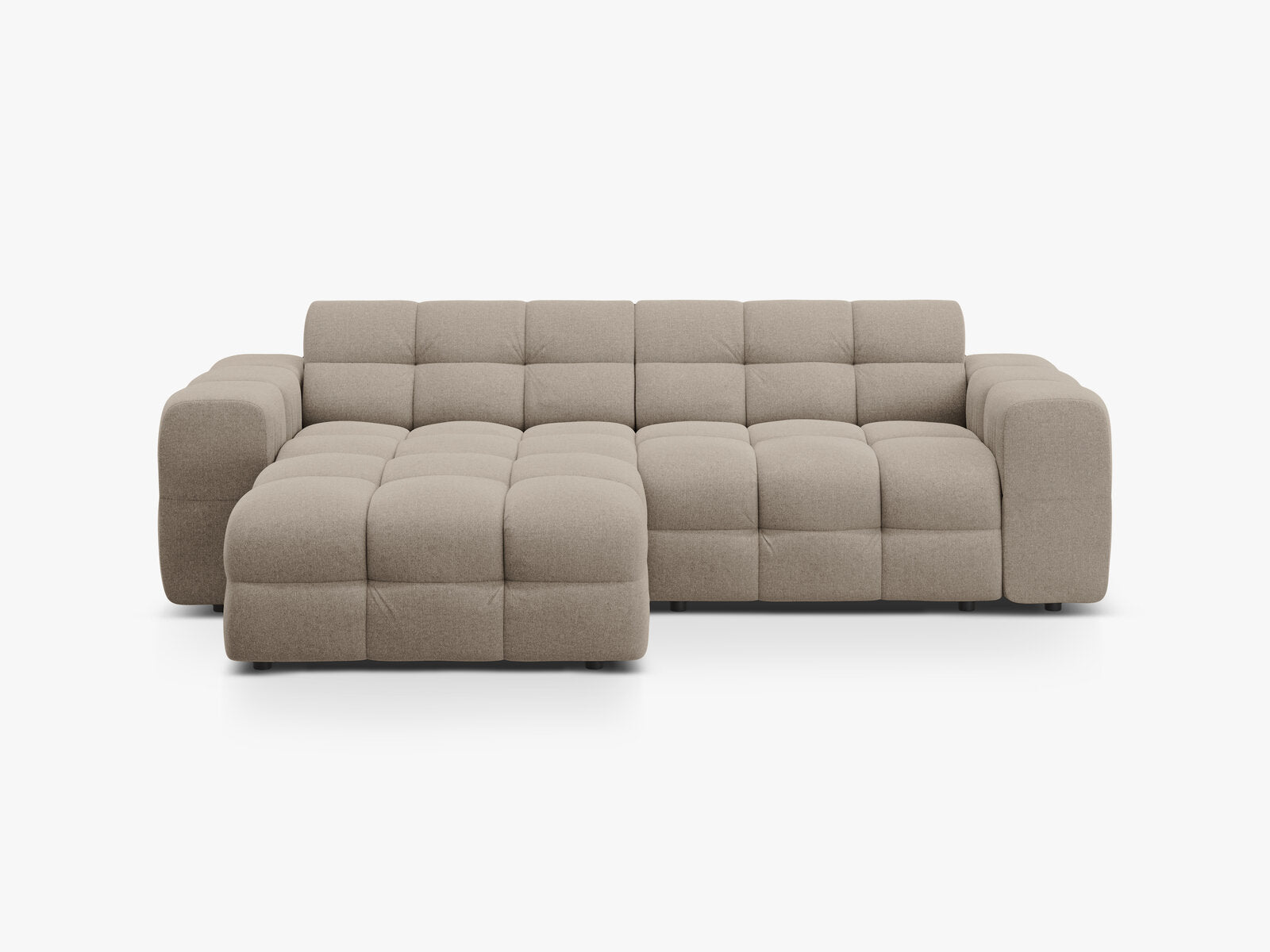 Micadoni Ecksofa Kendal 4-Sitzer Links Strukturierter Stoff Dunkelbeige