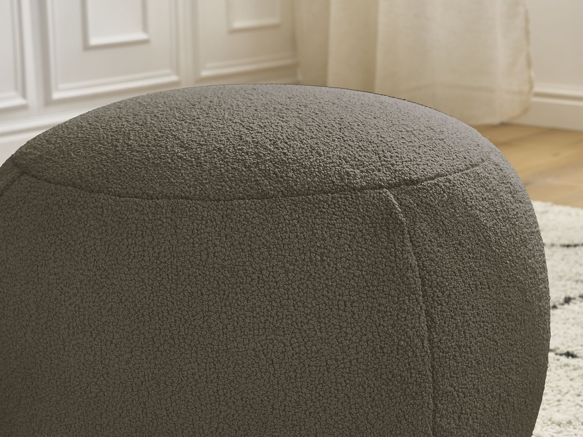 Bobochic Hayden Pouf, rund Bouclé-Stoff Braun, 60 cm