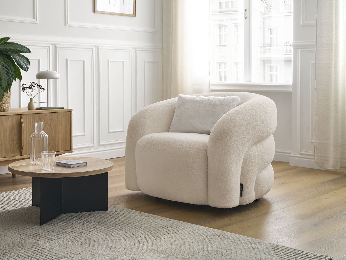Bobochic Elina Sessel Bouclé-Stoff Beige