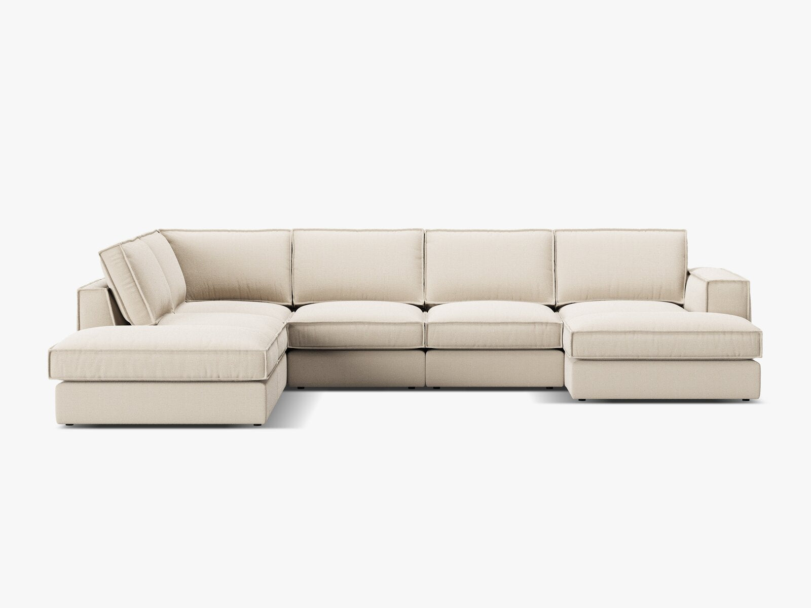 Micadoni modulares Panorama Ecksofa Pola 5-Sitzer Links Strukturierter Stoff Babel Beige