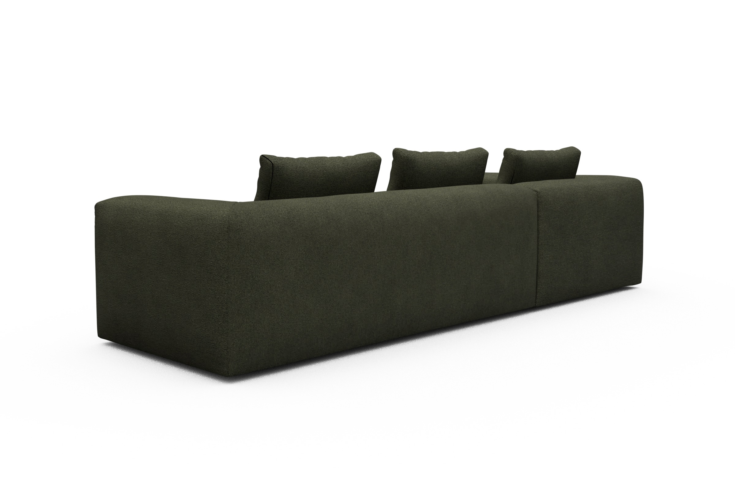 Ecksofa Fred Relax-Ecke links mit 2,5-Sitzer Boucle-Forest-Green