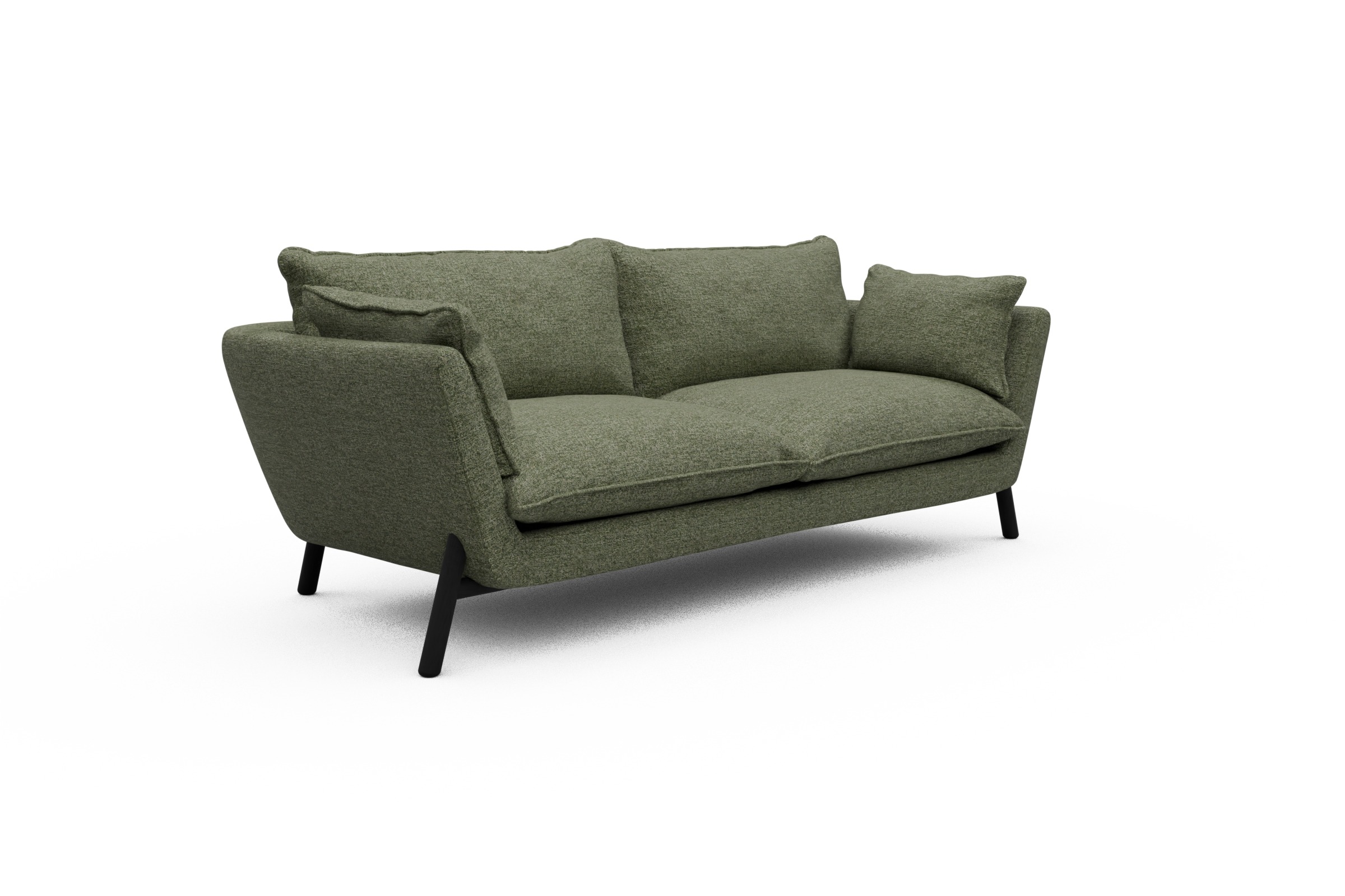 Sofa Emil PREMIUM 3-Sitzer Beinfarbe Eiche Schwarz Carreno-Vivid-Green