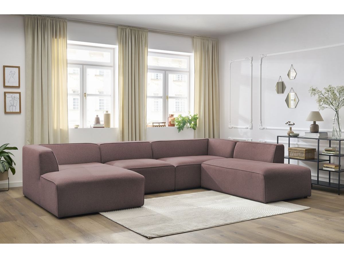 Bobochic Megeve Wohnlandschaft Melange-Stoff Rosa Ecke links