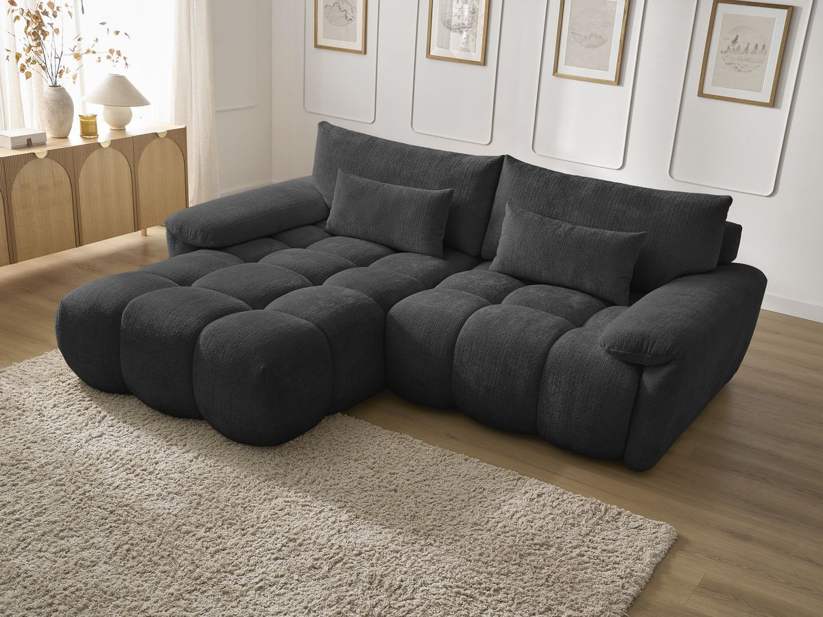 Bobochic Ivane Ecksofa Strukturstoff Schwarz Ecke links