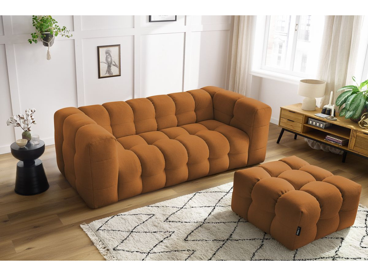 Bobochic Cloud Schlafsofa 3-Sitzer mit Pouf Stoff Gelb