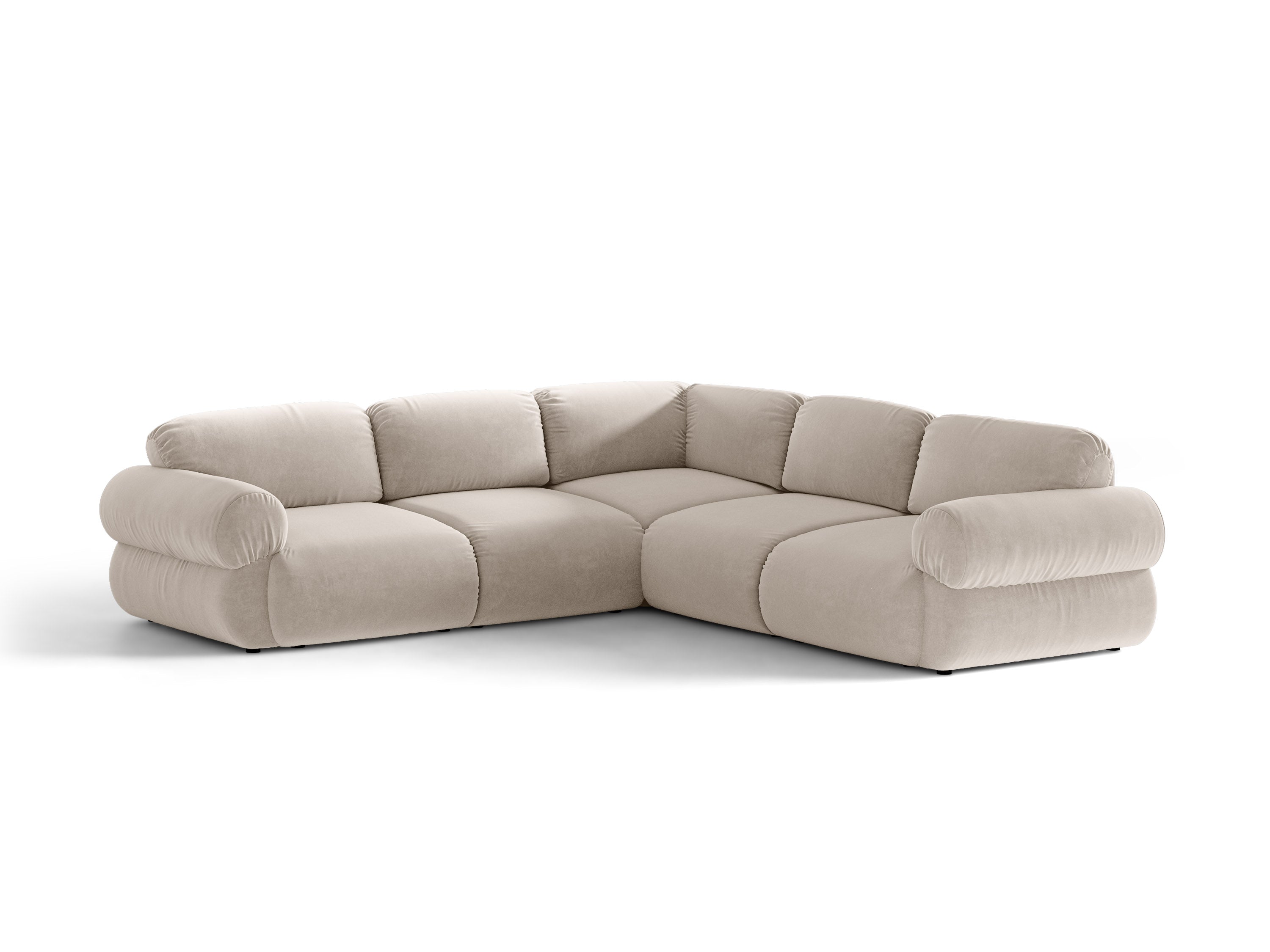 Micadoni Ophelia Symmetrisches Ecksofa aus Samt Samt Salvador Beige