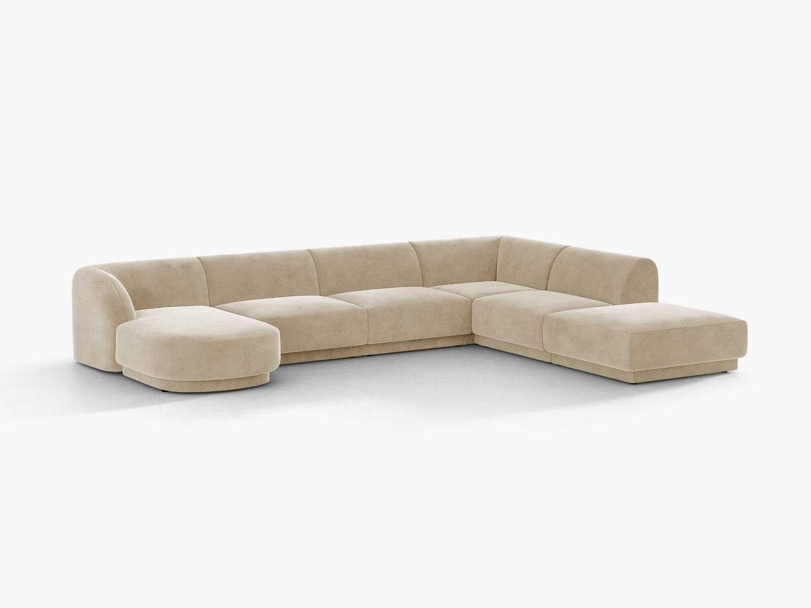Micadoni Panorama-Ecksofa Miley 6-Sitzer Samt Venus Beige Rechts