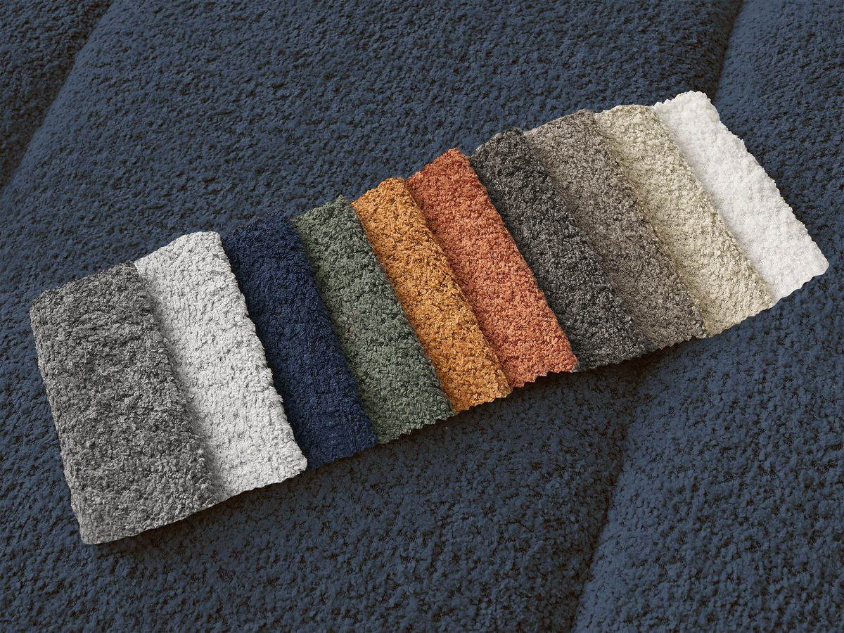 Bobochic Pamira Ecksofa Bouclé-Stoff Dunkelblau Ecke links