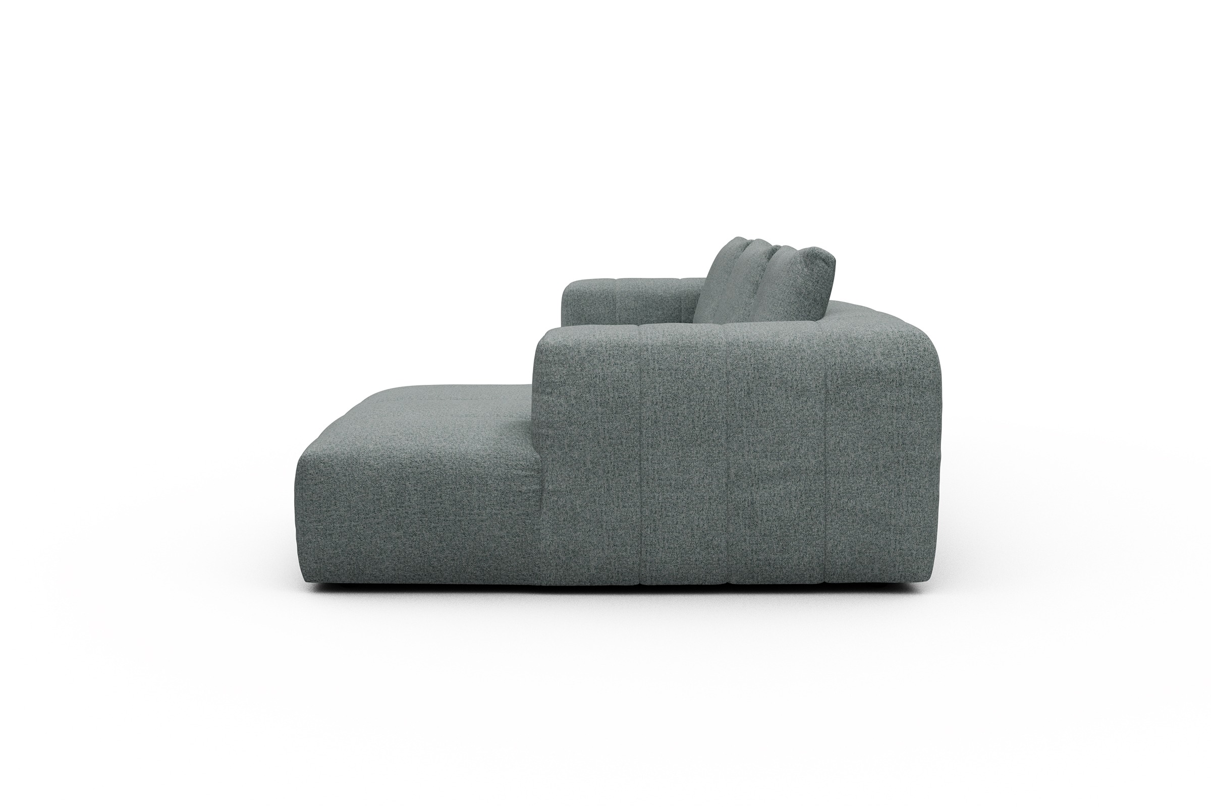 Ecksofa Hugo 2,5-Sitzer Armlehne links mit Chaiselongue Casone-Light-Mixed-Green