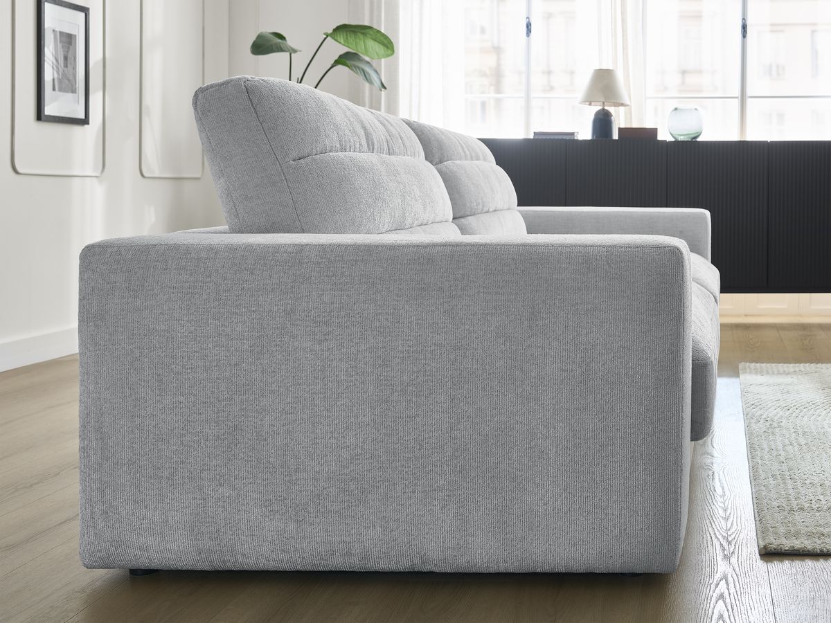 Bobochic Sierra Sofa 3-Sitzer Strukturstoff Hellgrau