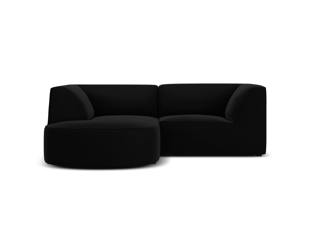 Cosmopolitan Design Ecksofa Siena 3-Sitzer abgerundet Samt Salvador Schwarz Links