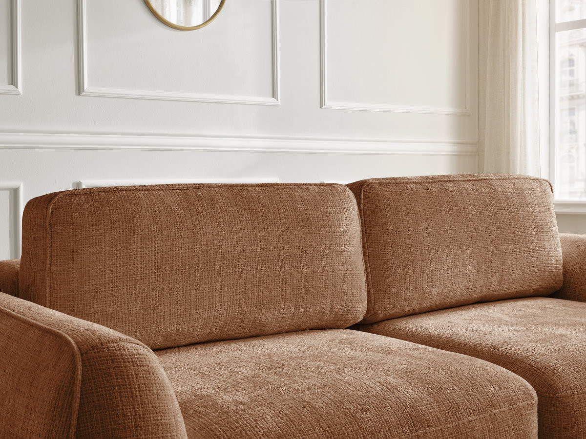 Bobochic Denise Schlafsofa 3-Sitzer mit Bettkasten Strukturstoff Orange