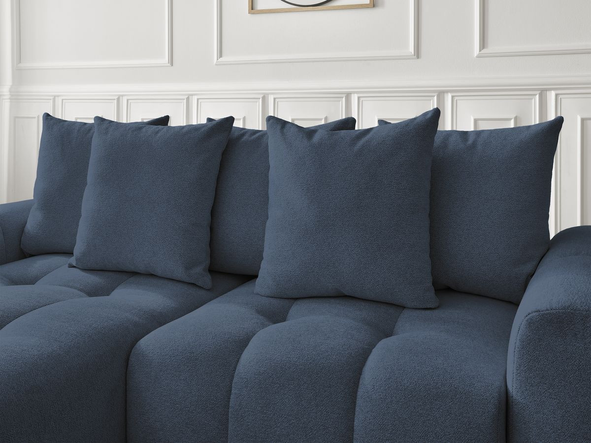 Bobochic Roxelane Ecksofa mit Schlaffunktion und Bettkasten 258 × 150 cm Melange-Stoff Dunkelblau Ecke links