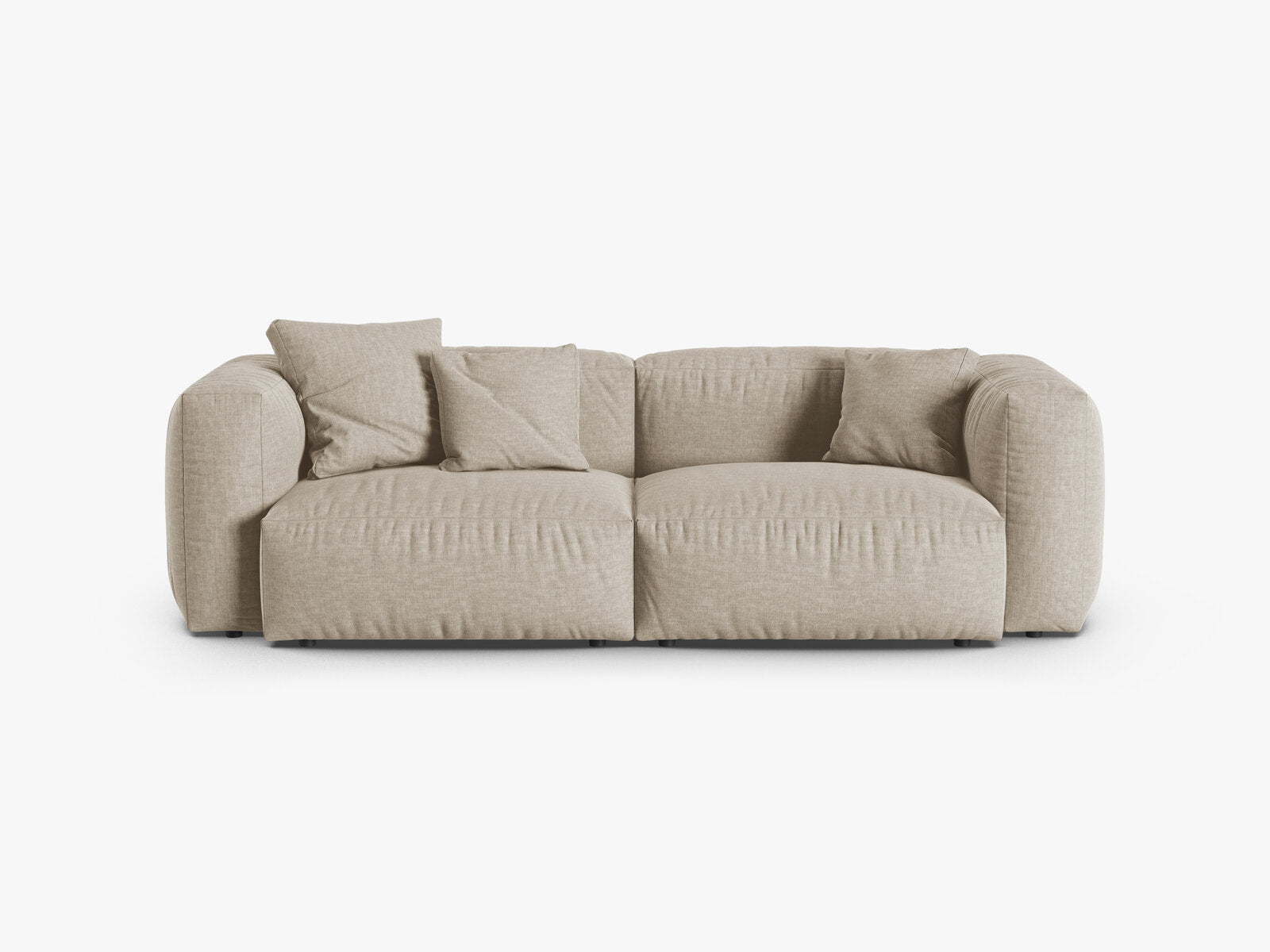 Micadoni Sofa Martina 3-Sitzer 90cm Sitztiefe Strukturierter Stoff Boston Helles Beige