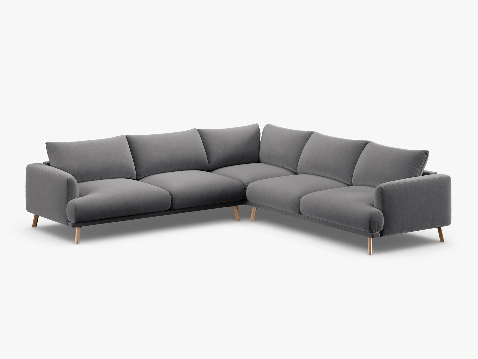 Micadoni symmetrisches Ecksofa Naomi 5-Sitzer Samt Salvador Grau