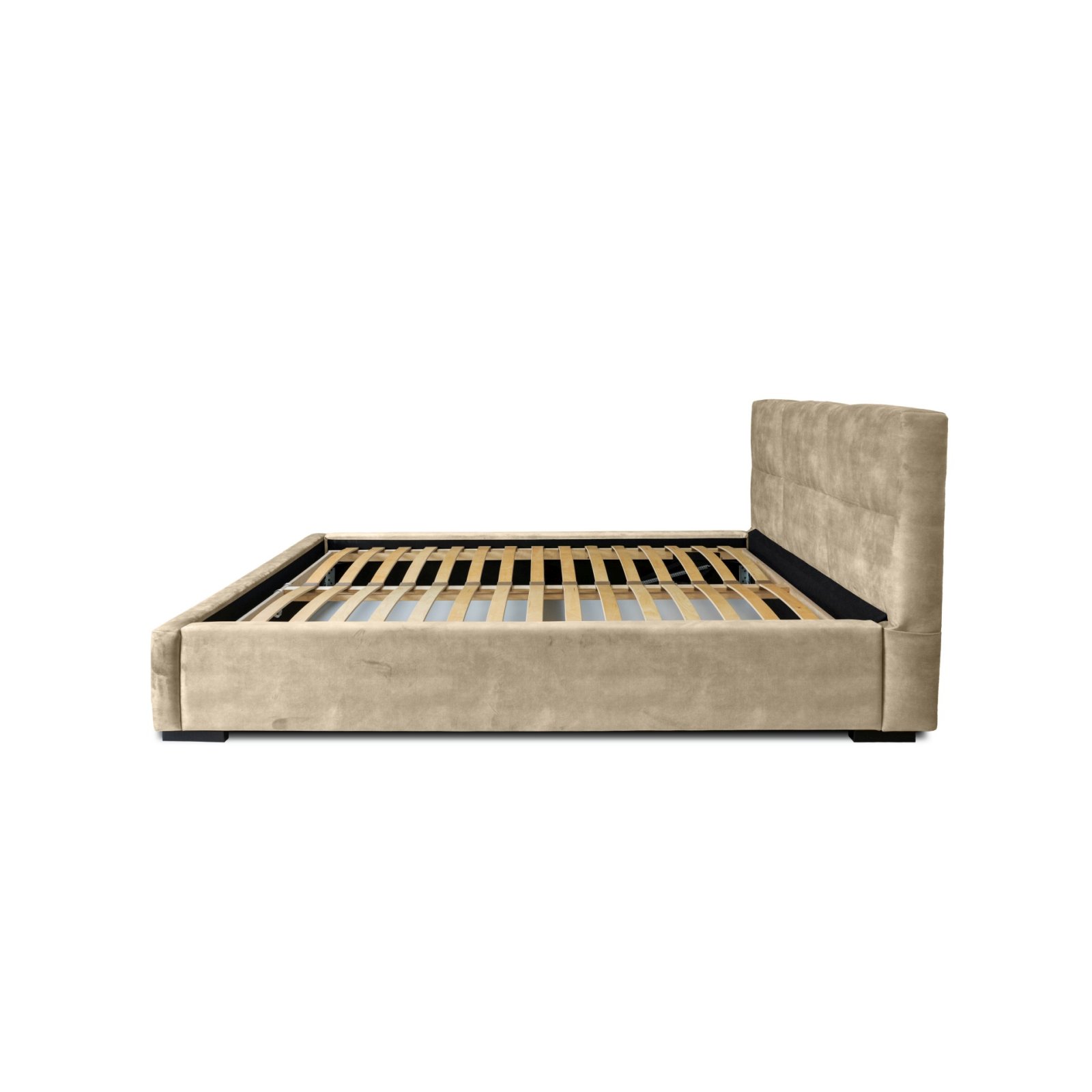 Polsterbett Portoza Samtstoff 180x200 mit Holzrahmen Macau Truffle