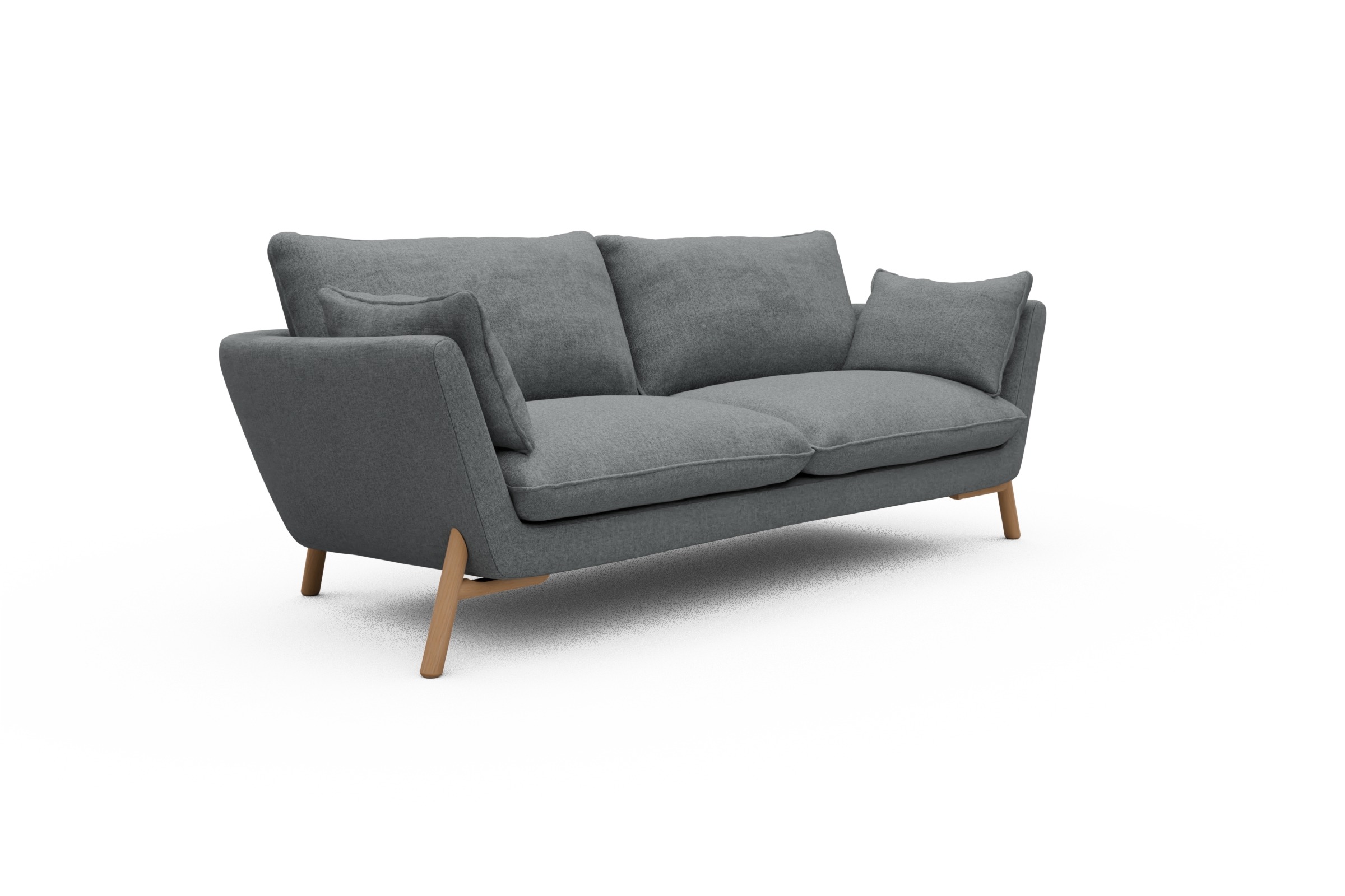 Sofa Emil 3-Sitzer Beinfarbe Eiche Natur Casone-Gravel-Grey