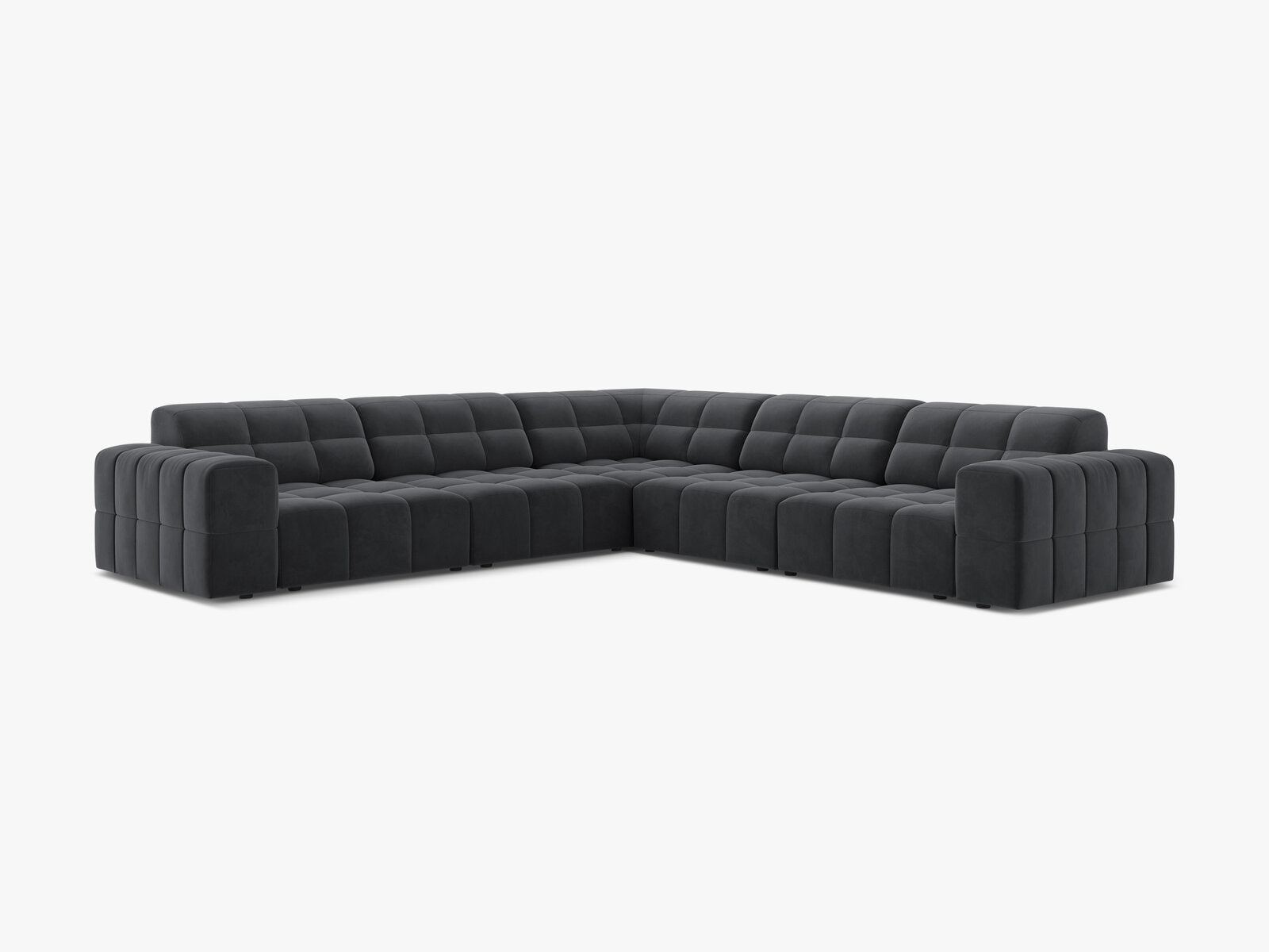 Micadoni Jennifer Modulares Ecksofa 7-Sitzer Samt Bluvel Grau