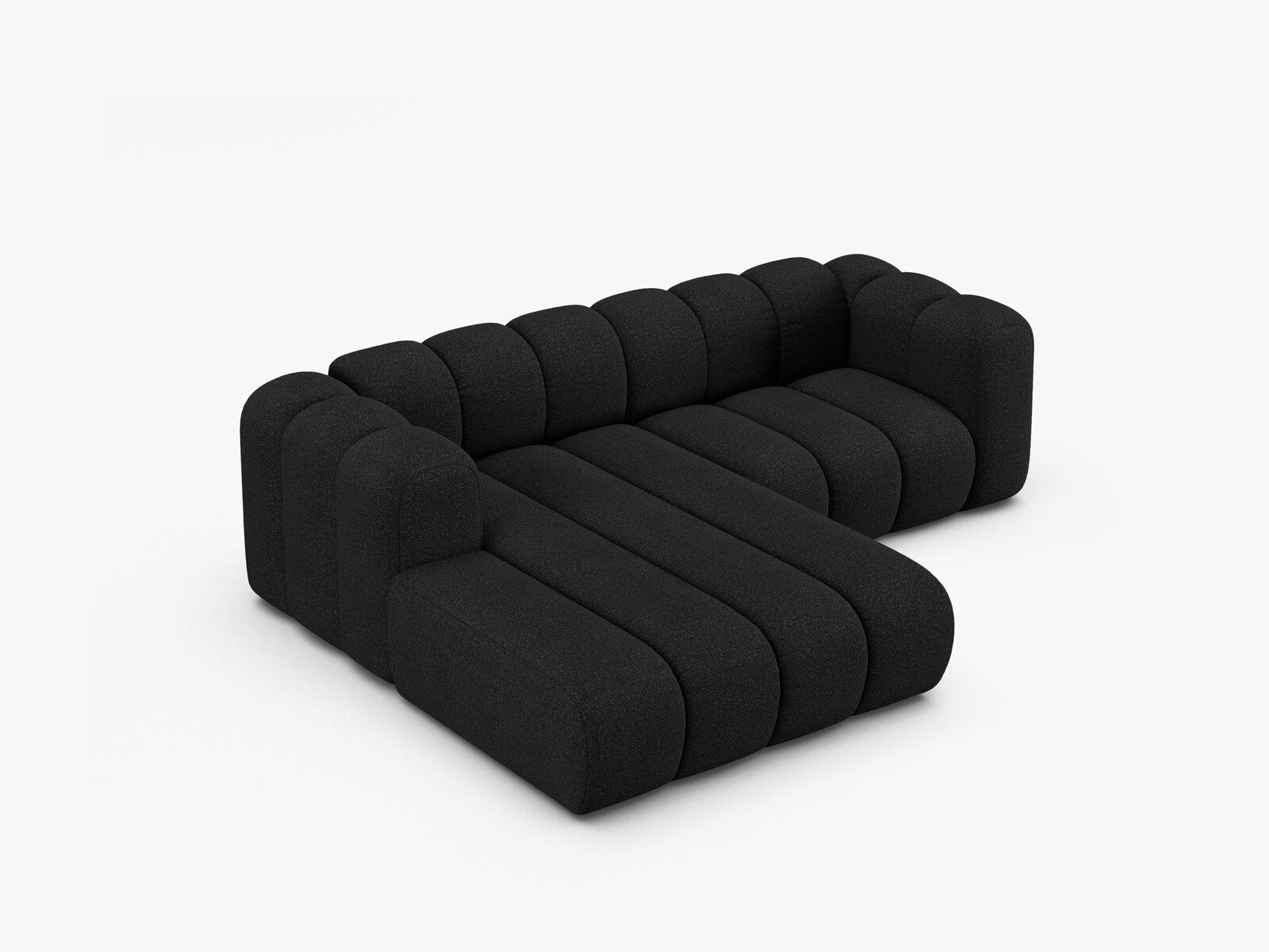 Micadoni Modulares Ecksofa Lupine 3-Sitzer Links Boucle Baloo Schwarz