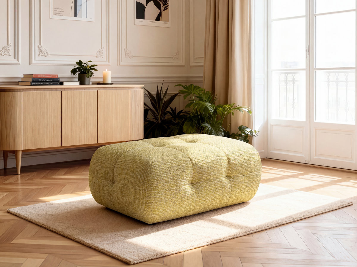 Bobochic Laura Pouf 98 × 62 cm Melange-Stoff Gelb