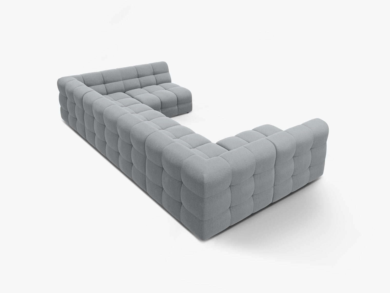 Micadoni Panorama-Sofa Kendal 7-Sitzer Strukturierter Stoff Platinum