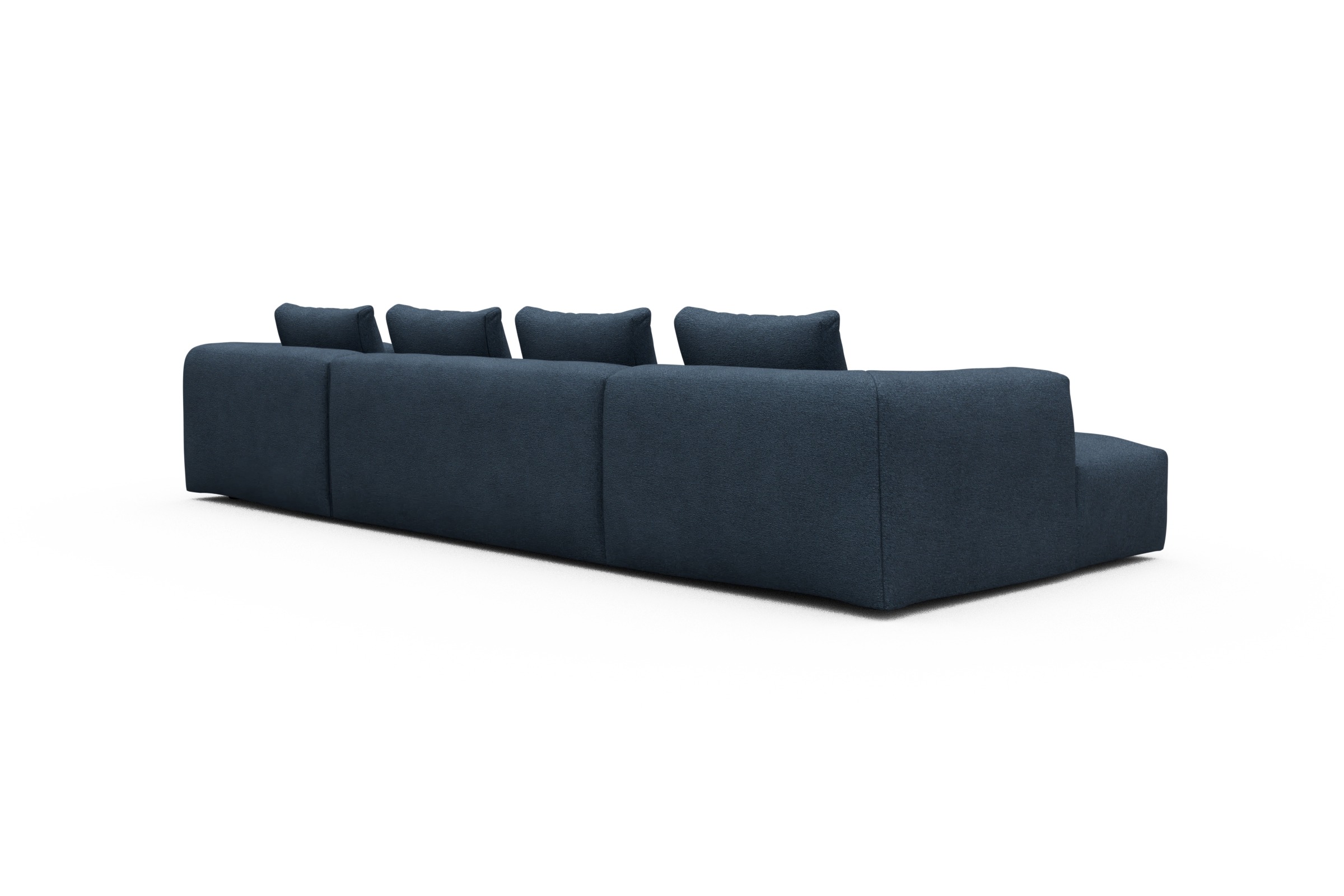 Wohnlandschaft Fred mit 2-Sitzer und Chaiselongue beidseitig Boucle-Blue