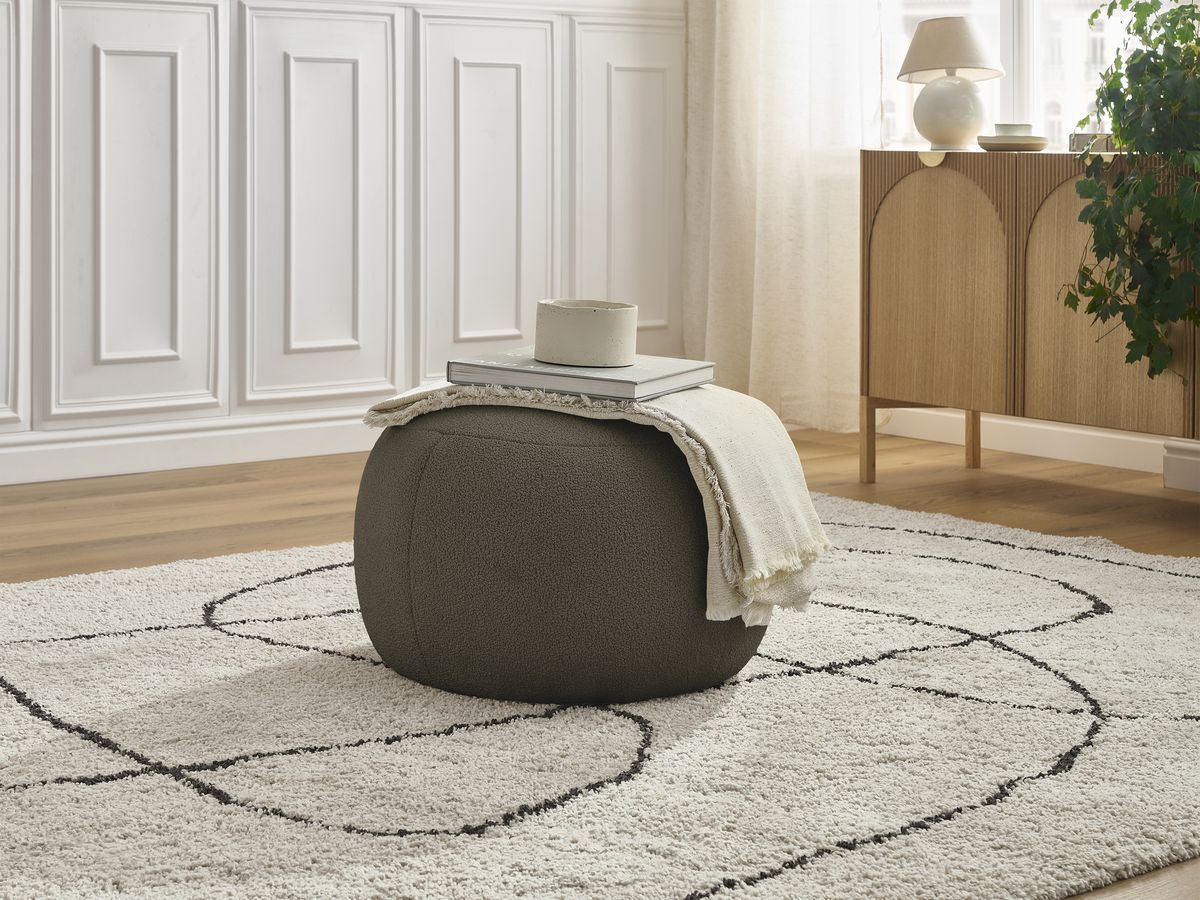 Bobochic Hayden Pouf, rund Bouclé-Stoff Braun, 60 cm