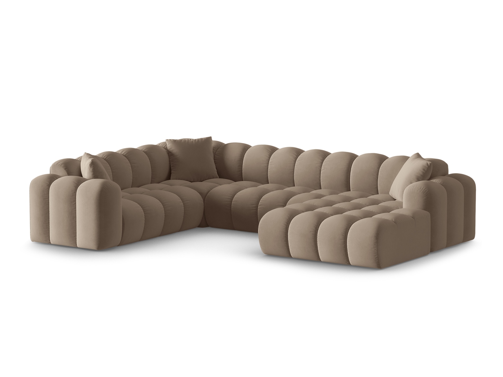Cosmopolitan Design Panoramasofa Treno 4-Sitzer Samt Bluvel Cappuccino Links