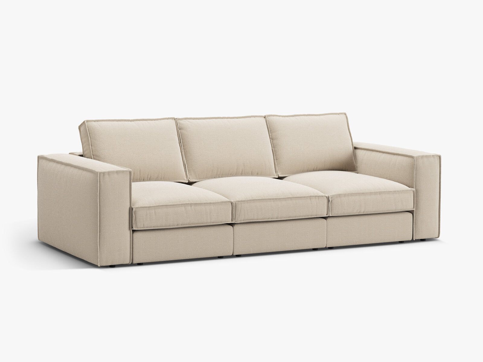 Micadoni modulares Sofa Pola 4-Sitzer Strukturierter Stoff Babel Beige